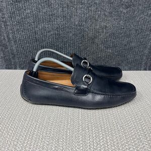 Magnanni Bit Driving Loafers Slip On Dress Shoes Black Leather Mens 9.5 M